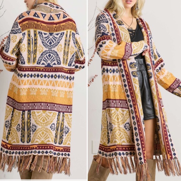 cali boho vibes Sweaters - NWT- Boho Western Ski Montana Cardigan Sweater Southwest Coat-